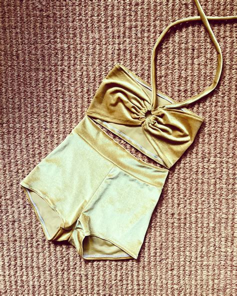 Velvet Bikini Shorts Set Halter Top Festival Loungewear Etsy