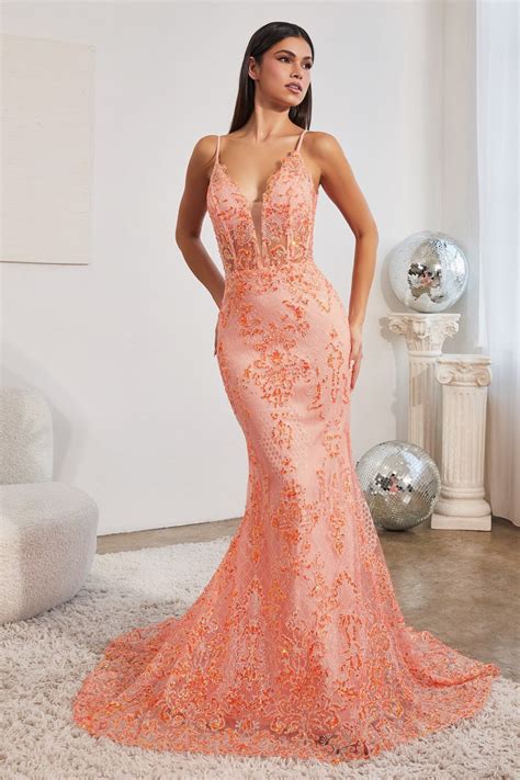 Neon Orange Mermaid Prom Dresses