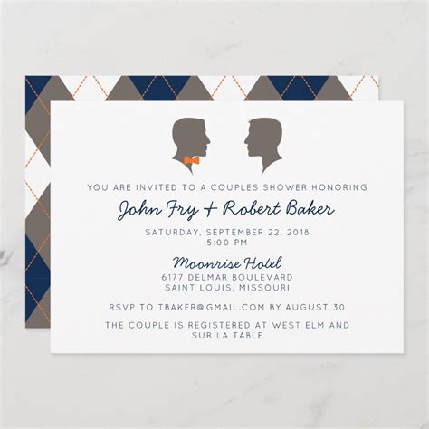 Silhouette Couple Same Sex Shower Invitation Zazzle