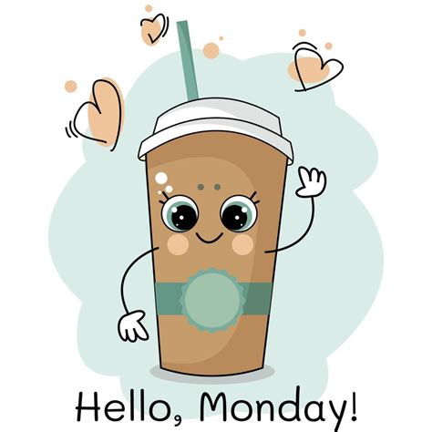Vector Cute Coffee Wish A Happy Monday 22383130 Vector Art At Vecteezy