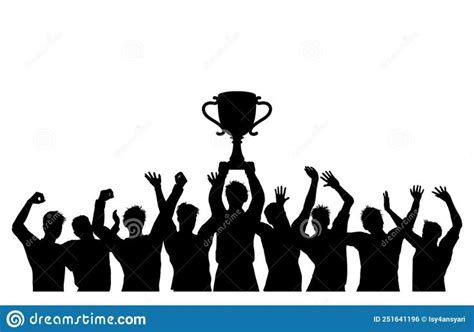 Champion Trophy Winners Celebrate Silhouette Stock Vector