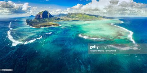 Le Morne Brabant Peninsula And Underwater Waterfall Aerial View