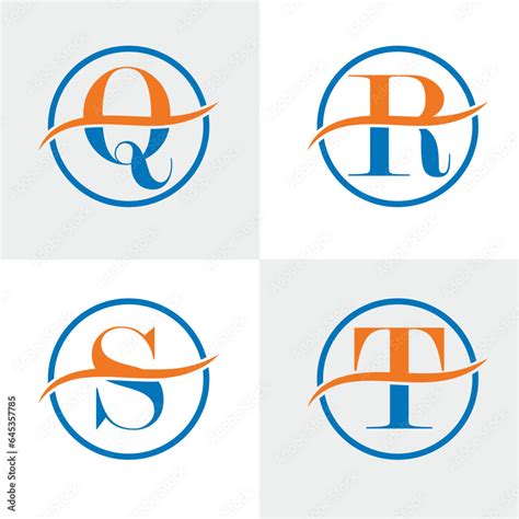 Vector Initial Alphabets Logos Set Swoosh Alphabets Logo Stock Vector