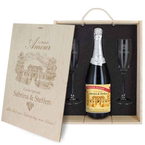 Teiliges Champagner Set F R Verliebte Personalisierter Champagner