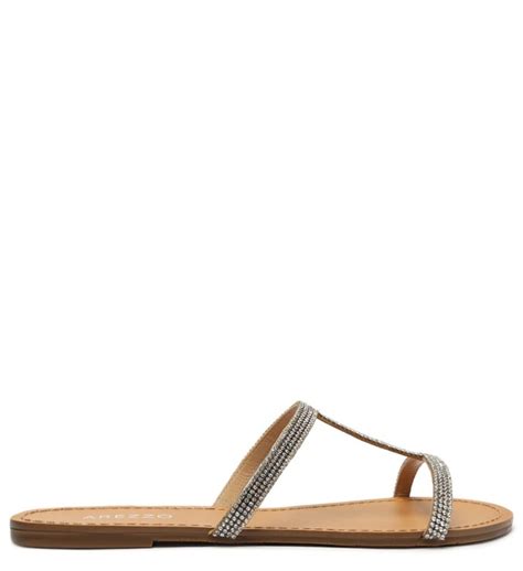 Sand Lia Rasteira Nude Tiras Brilho Arezzo