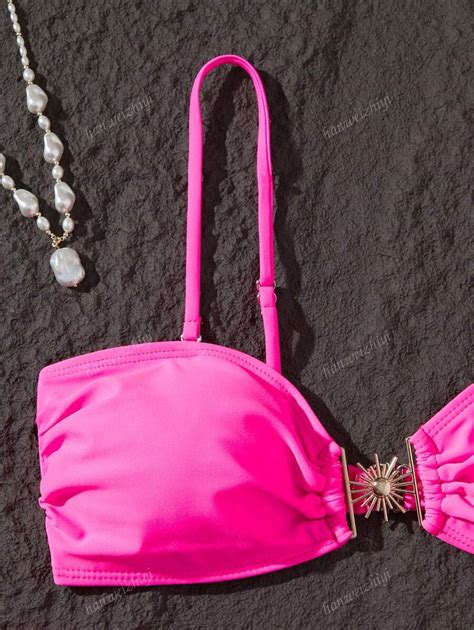 Ensemble de maillot de bain 3 pièces bikini plage avec décoration en métal noir nouvelle