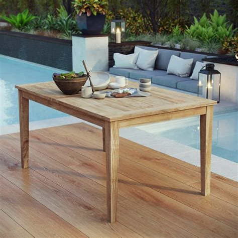 Modway Marina Outdoor Patio Teak Dining Table In Natural