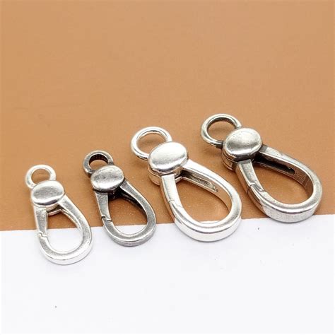 2 Sterling Silver Hinged Ring Push Clasps 925 Silver Spring Gate Clasp