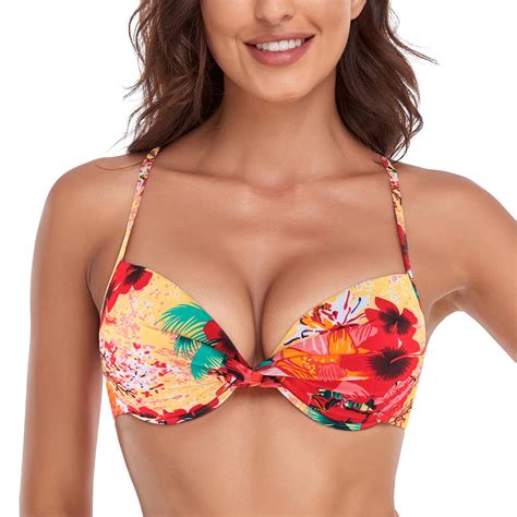 Relleciga Women S Push Up Bikini Top Twist Front Underwire Bathing Suit Walmart
