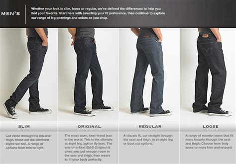 Levis Mens Jeans Size Chart