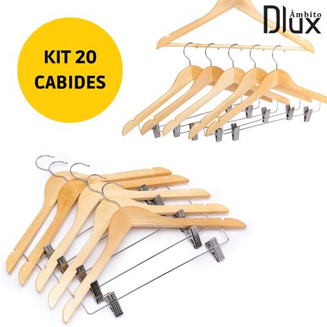 Kit Cabides Madeira Marfim C Presilhas Organizador Roupa Shopee