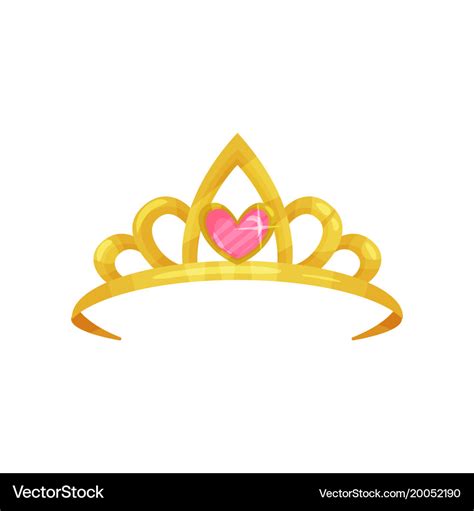 Cartoon icon of shiny princess crown with precious