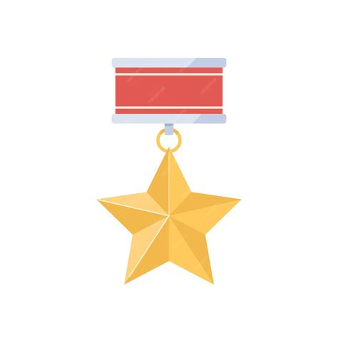 Золотая звезда с красной лентой. Знак военной награды. Золотая честь и ...