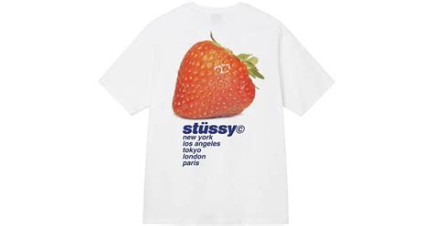 Stussy Strawberry T Shirt White In Cotton For Men Lyst