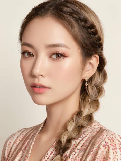 Premium Photo Portrait Of Beautiful Japanese Women With Light Sand Blonde Loose Side French