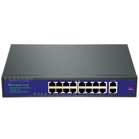 Hi-F1620GBL-A - 16 портов PoE суич + 2 гигабитови Uplink порта 250m ...