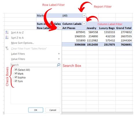 Filtering Data in an Excel Pivot Table