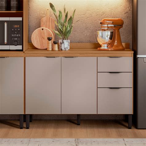 Balcão para Pia cm Firenze Tampo Amendola Touch Nude Prime Tx Demóbile Combo Stock