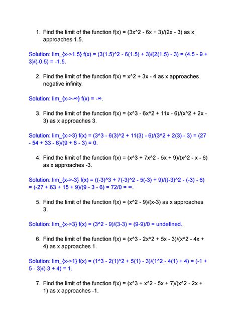 Limit Problems Practice Find The Limit Of The Function Fx 3x2