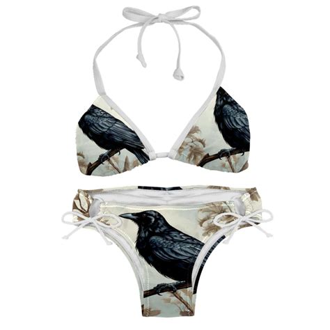 Crow Swimsuit Bikini Set With Detachable Sponge And Adjustable Strap
