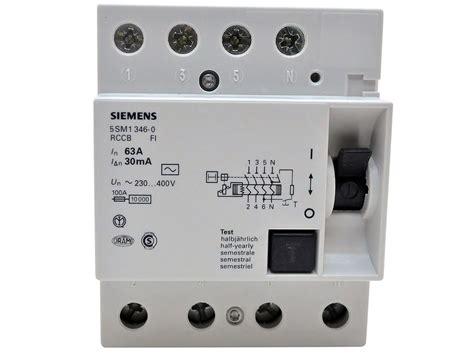 УЗО - 3-фазный 63 A, 30мA(0,03A), Siemens, 5SM1 346-0 - 450Lei
