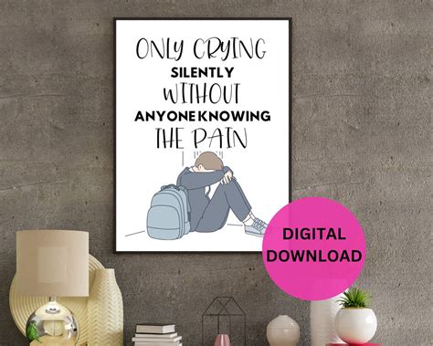 Silent Tears: Unseen Pain Printable Wall Art Only Crying Silently ...