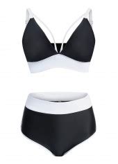 High Waisted Black Contrast Bikini Set Modlily USD 9 98