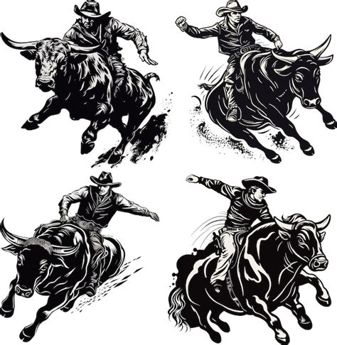 Premium Vector Cowboy Rodeo Silhouette 4