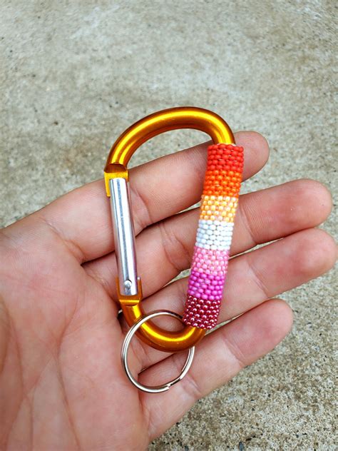 Lesbian Pride Flag Beaded Carabiner Etsy