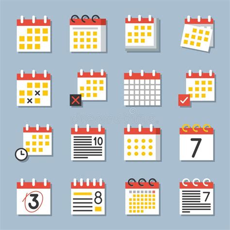 Calendar Icon, Flat Design in Various Type Stock Vector - Illustration ...