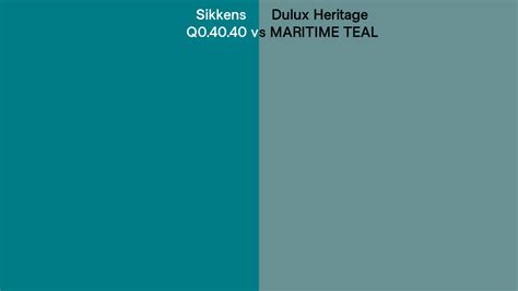 Sikkens Q0 40 40 Vs Dulux Heritage MARITIME TEAL Side By Side Comparison