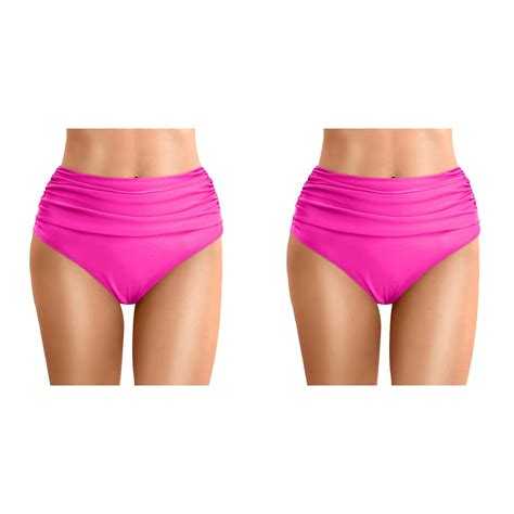 2 Pack Women Plus Size High Women Bathing Suits Plus Size Waist Bikini Bottoms Swim Briefs Beach