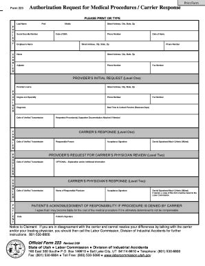 Fillable Online Laborcommission Utah Authorization Request For Medical