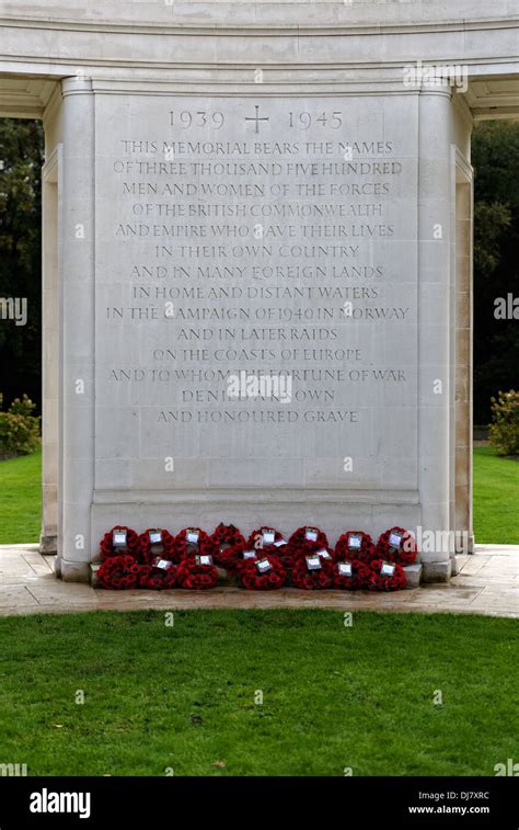 Brookwood Memorial 1939 To 1945 With Wreaths Of Poppies To Commemorate