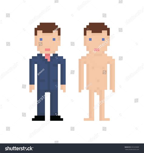 Pixel Art Man Blue Suit Naked Stock Vector Royalty Free Shutterstock