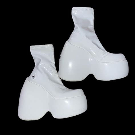 Naked Wolfe Mayhem Platform Ankle Boot White Latex Depop