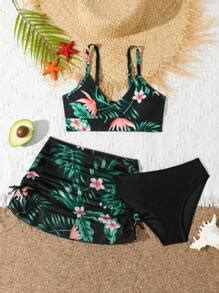 SHEIN 3pcs Set Tween Girl Printed Bikini Swimwear SHEIN USA