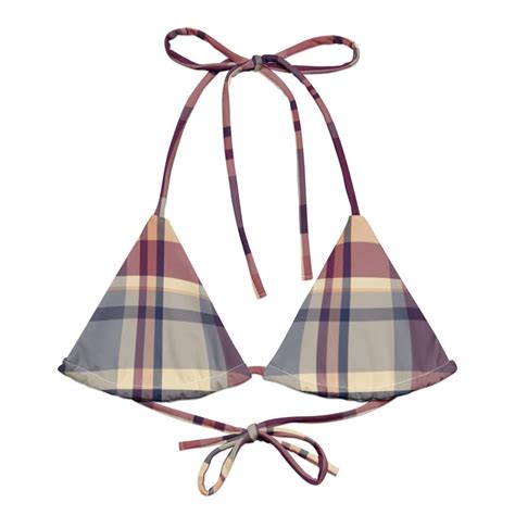 Lavender Plaid Bikini Triangle Bikini Top String Bikini Bottom Lavender Bikini Etsy