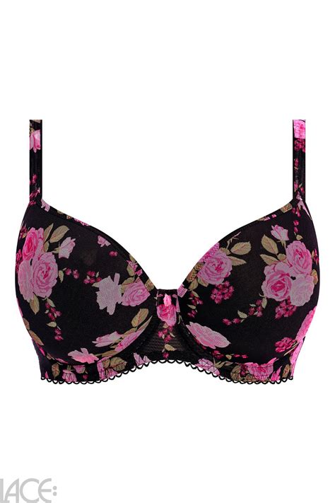 Freya Lingerie Rose Blossom Padded Bra F J Cup Black Rose Lace