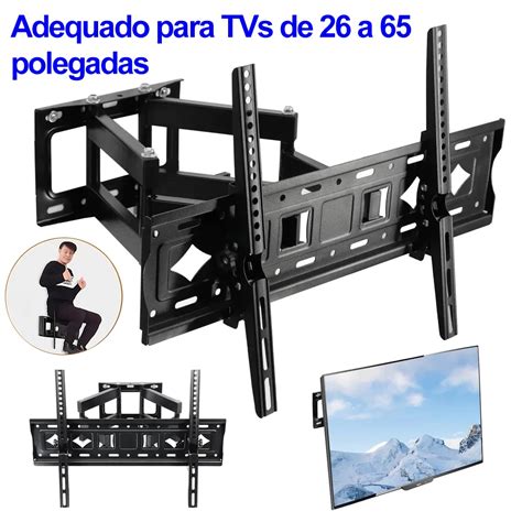 Suporte Para Tv 65 In - Suporte tv Multiarticulado De Parede Para Tvs 26 A 65 Pol Preto ...