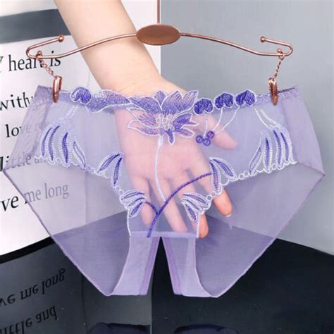 Women Lace Panties Crotchless Underwear Thongs Lingerie G String Flower Briefs Ebay