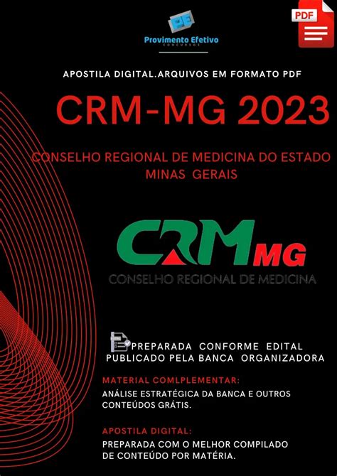 Provimento Efetivo Concursos Apostila CRM MG Almoxarife 2023