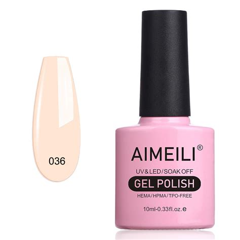 Amazon AIMEILI Soak Off U V LED Nude Gel Nail Polish Soft Peach Pink 036 10ml Beauty
