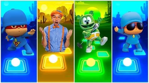 Blippi Cartoon 🆚 Gummy Bear 🆚 Super Pocoyo 🆚 Pocoyo Tiles Hop Edm