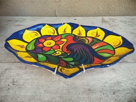 Mexican Pottery Folk Art Platter Wall Art, Colorful Plate Wall Hanging ...