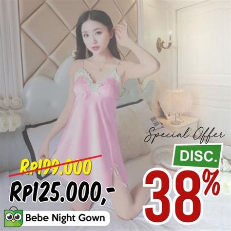 Jual Night Gown Baju Daster Tidur Seksi Lingerie Ice Silk Wnita Pink Ng C Merah Muda M
