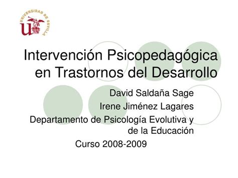 PPT Intervención Psicopedagógica en Trastornos del Desarrollo