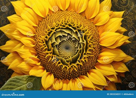Sunflower Head Revealing Fibonacci Spirals Stock Illustration ...