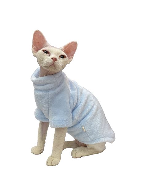 Sphynx Hairless Cat Clothes Solid Soft Faux Fur Sweater Outfit Cute ...