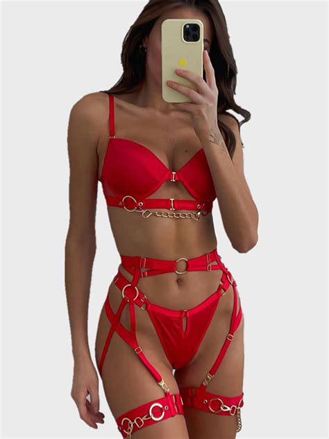 Lingerie Bras Bra For Woman Black Lace 3 Piece Sexy Hot Underwear Milanoo